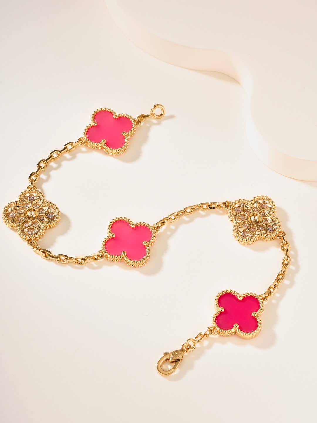 Van Cleef & Arpels Magic Alhambra Pink Enamel Bracelet